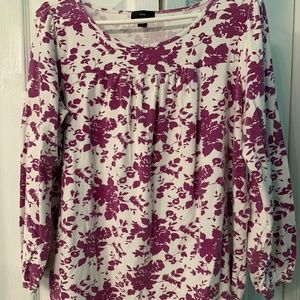 Ellos Floral Babydoll 3/4 Sleeve Top size Plus M